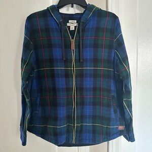 L.L. Bean Women's Plaid Flannel Shirt, Relaxed Zip Hoodie